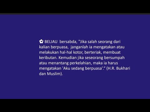 HINDARI AMARAH, EMOSI, PERTENGKARAN II BILA DITANTANG KATAKAN SAYA SEDANG PUASA