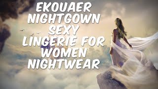 Ekouaer Nightgown Sexy Lingerie for Women Nightwear Lace  Sleeveless Camisole Slip Dress Babydoll