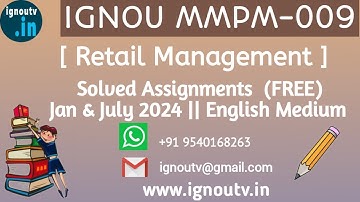 IGNOU MMPM-009 Solved Assignment Jan & July 2024 [FREE] || IGNOU MBA || IGNOU TV || IGNOU ||