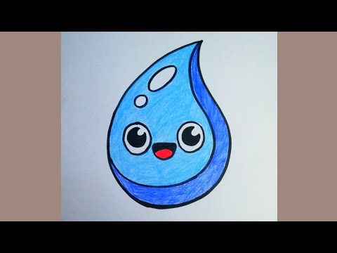 رسم قطره ماء كيوت للاطفال         