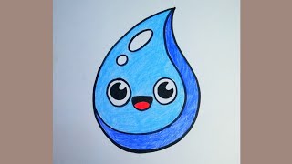 رسم قطره ماء كيوت للاطفال How to draw a drop of water/Easy drawing