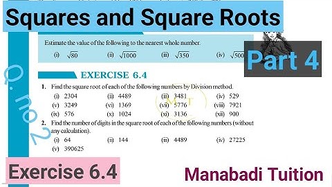 8th class maths|Chapter 6 |Squares and Square roots|Exercise 6.4|Q. no 2|Part 4|