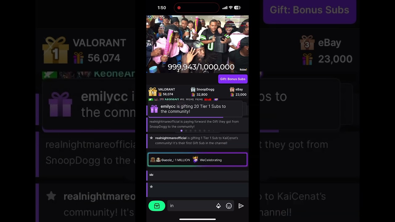Kai Cenat Hits 1 Million Subs