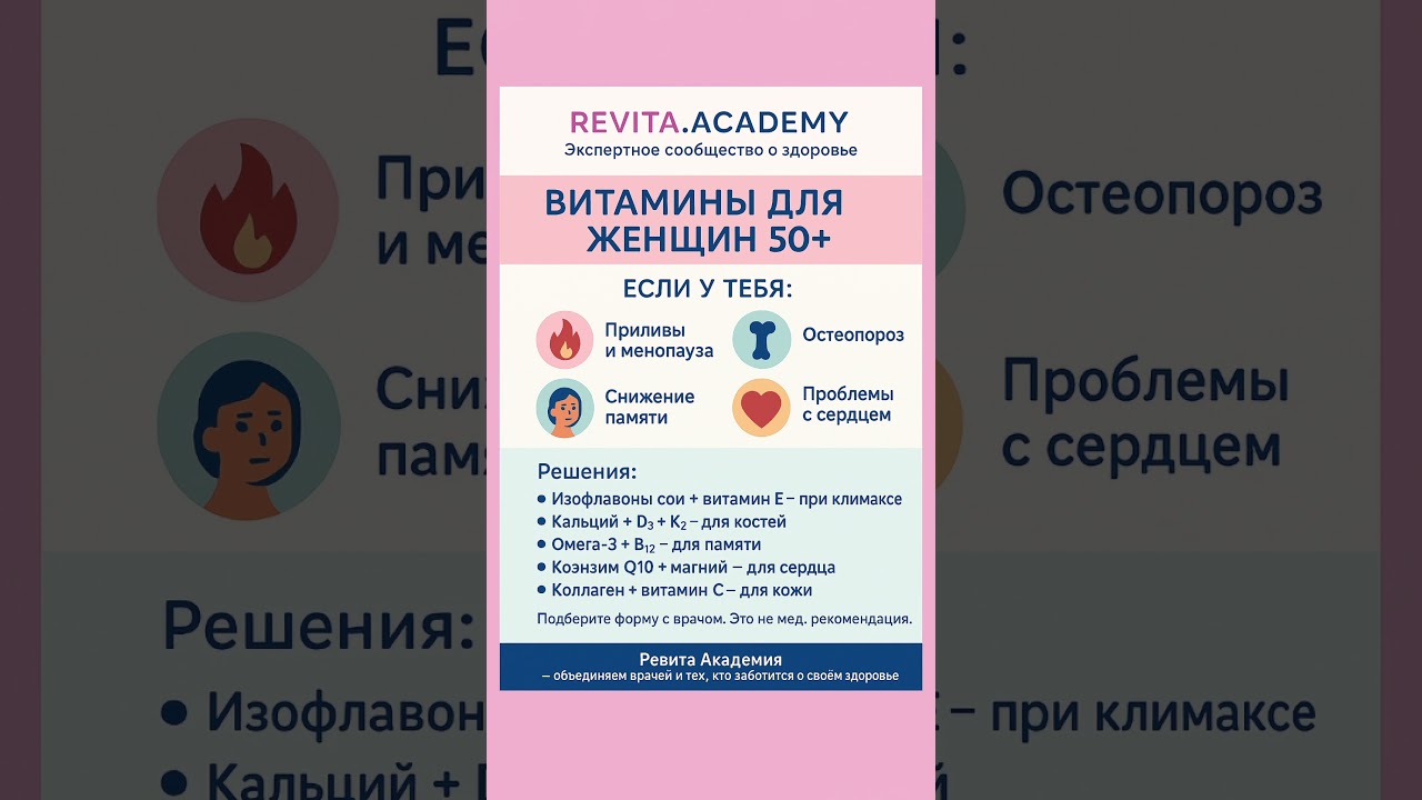 ВИТАМИНЫ ДЛЯ ЖЕНЩИН 50+ 💊 Решение 5 главных проблем менопаузы | Гинеколог раскрывает схемы