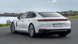 2024 Porsche Panamera 4 (Carrera White Metallic)  Driving, Exterior, and Interior