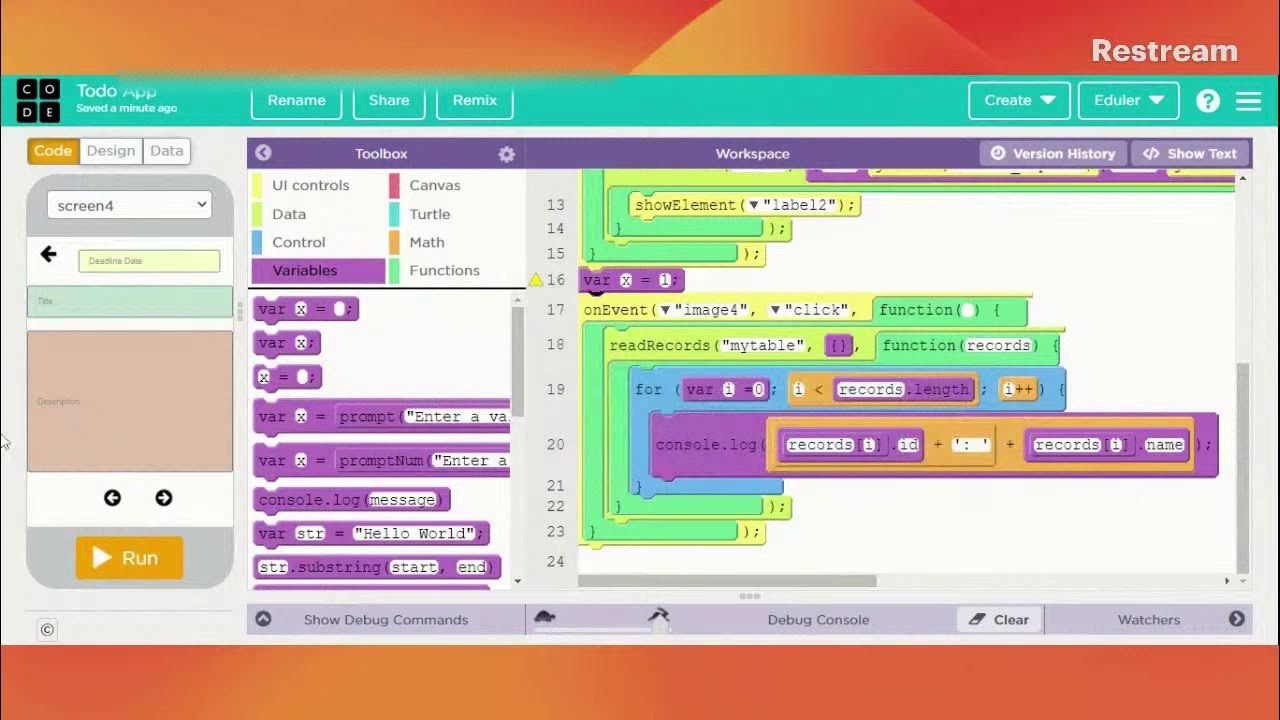 App 2 coding. App 2 coding