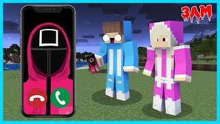 MIPAN & ZUZUZU DI TELEPON PENJAGA SQUID GAME DI JAM 3 MALAM DI MINECRAFT! SEREM BANGET