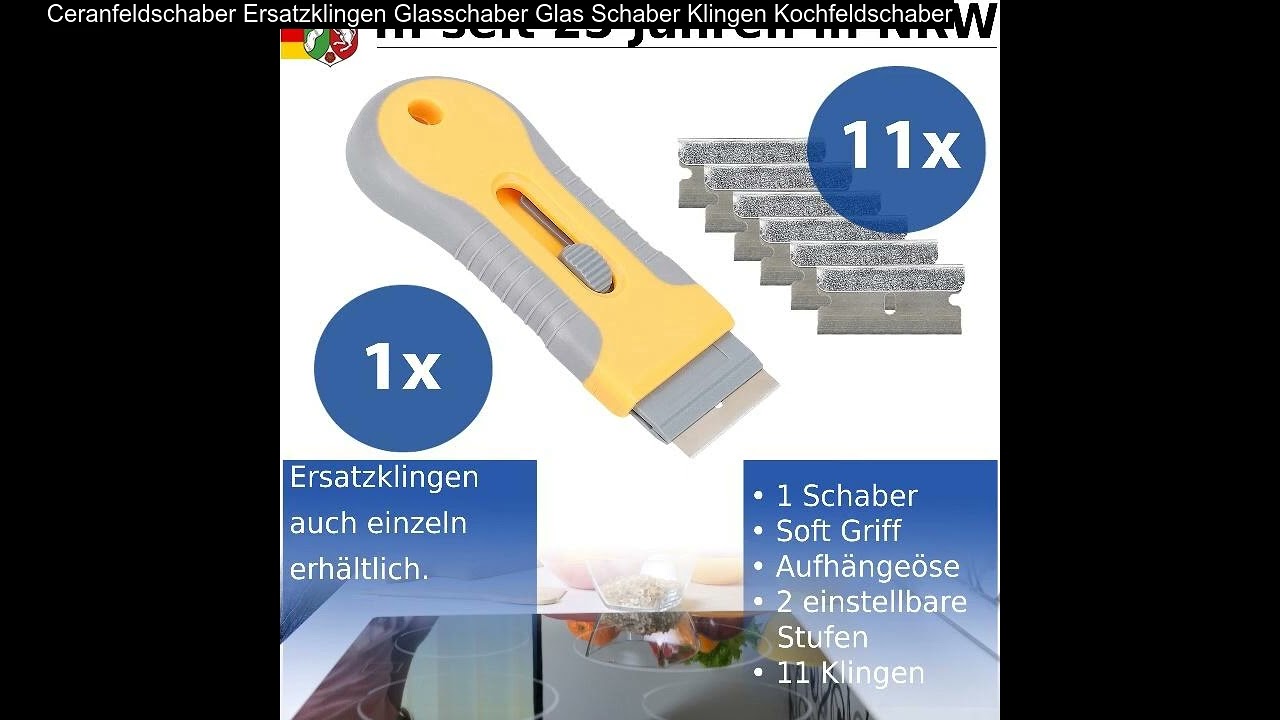 Metallschaber Inkl. 10 Klingen Ceranfeld Schaber Glasschaber 43 Mm