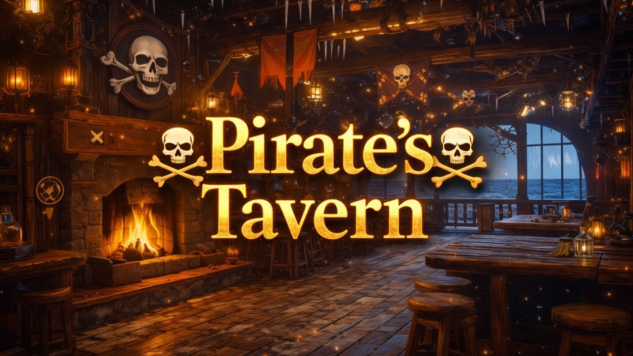 ⚓ Атмосфера зимней пиратской таверны – ASMR 4K морские шанти и камин для релаксации