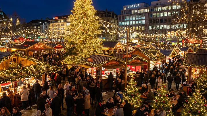 Magical Christmas Market Walk in Zurich 🇨🇭 | Bellevue Night Lights & Festive Ambience [4K]