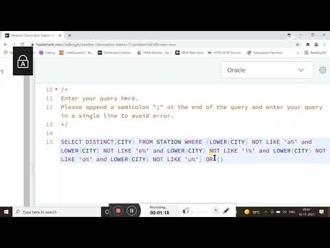 Weather Observation Station 11 || HACKERRANK SOLUTION || SQL || ORACLE || FOR BEGINNER