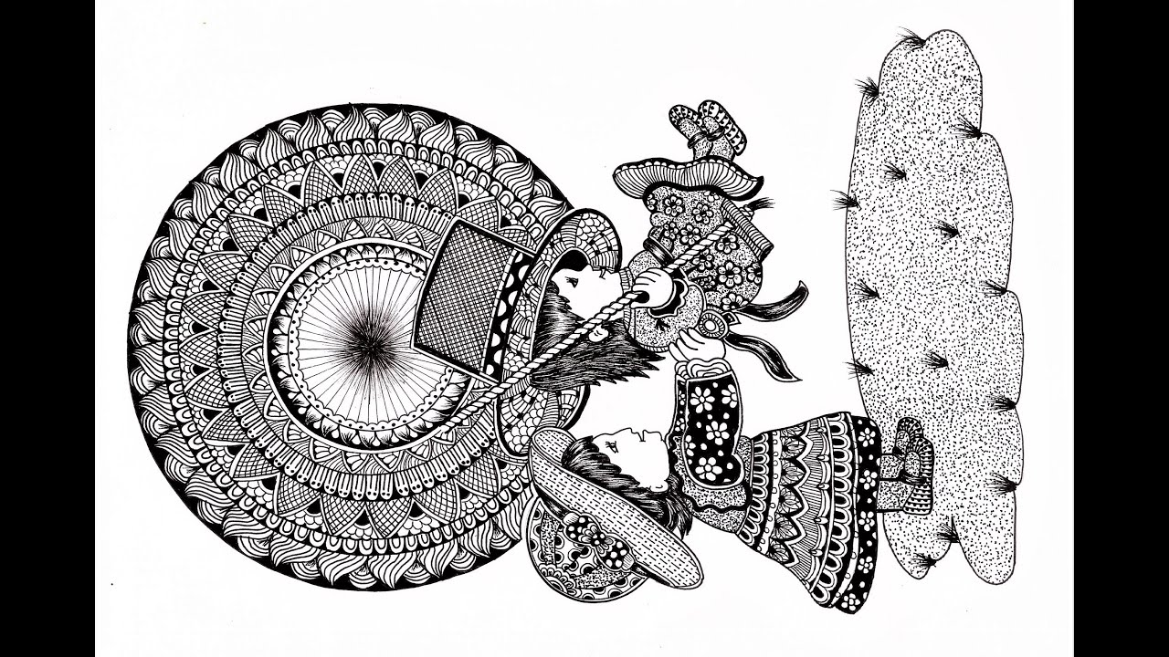 Beautiful Cute Girl Swinging Mandala Drawing