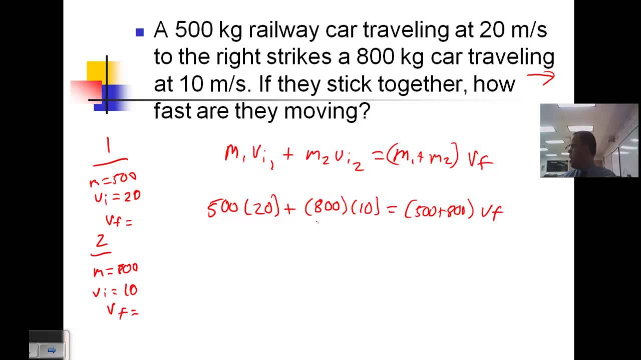 Conservation of Momentum Inelastic Collisions YouTube