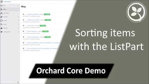Sorting items with the ListPart - Orchard Core Demo