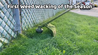 Full Length - First Weed Wacking of the Season + Lawn Mowing - Early May
