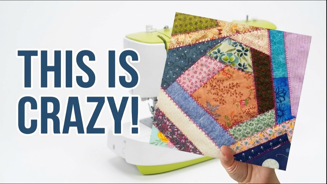 How to Make a Crazy Quilt Block with Leftover Fabric | Easy Flip & Stitch Tutorial