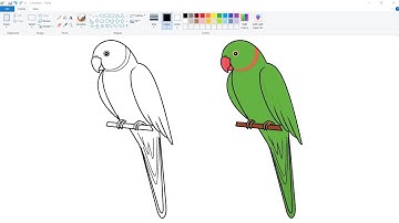 How to draw a Parrot in Computer Using Ms Paint | Parrot Drawing in easy steps. #beingnandish