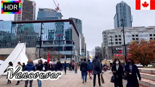 🇨🇦【HDR 4K】Vancouver Autumn Walk - Downtown from Robson Street (November, 2021)