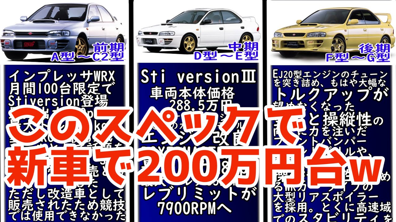 GC8インプレッサ】発売からモデルごとにざっくりまとめてみた - YouTube