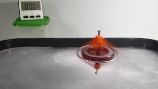 DRILL POWER Frozen Toy Gyro on Ice Rises in 0:25. Case Spins Fast. Linear Stem Precession. T 1:30