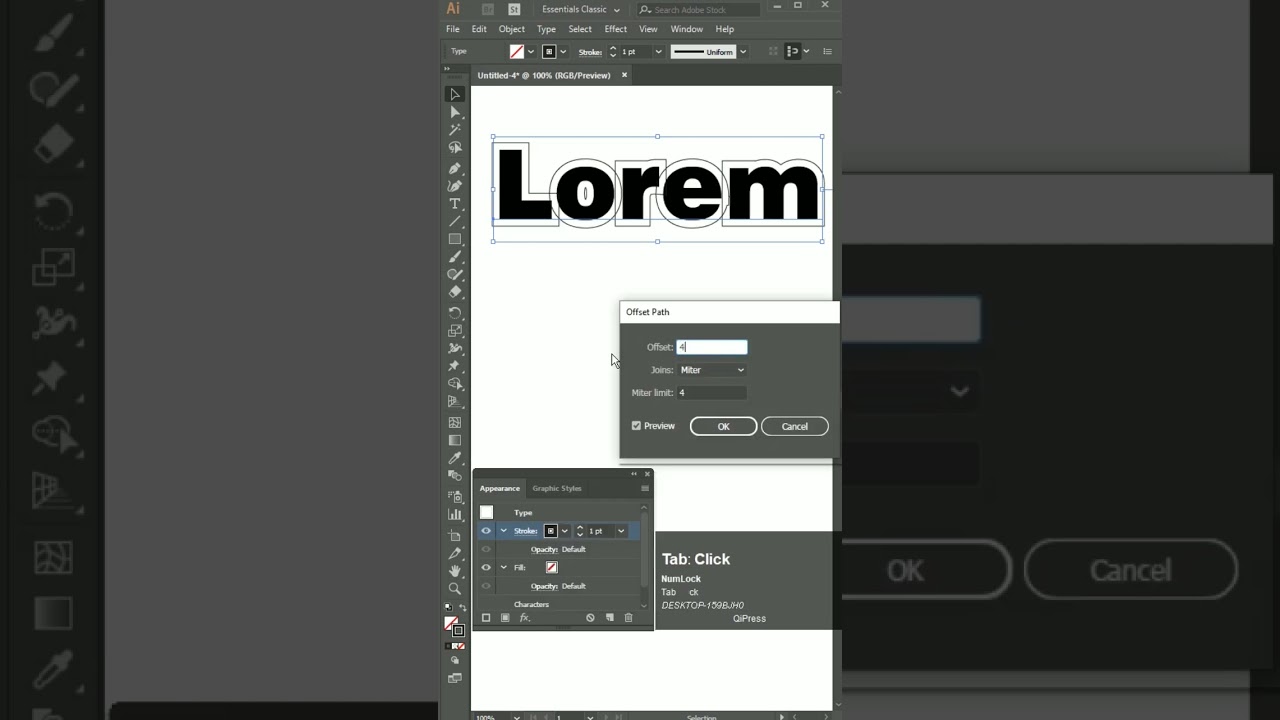 how to create text effect with the Appearance Panel in Adobe illustrator cc