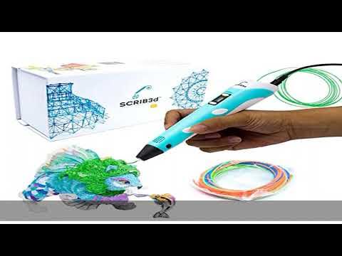 SCRIB3D P1 3D Printing Pen with Display - Includes 3D Pen, 3 Starter Colors  of PLA Filament, Stencil Book + Project Guide, and Charger