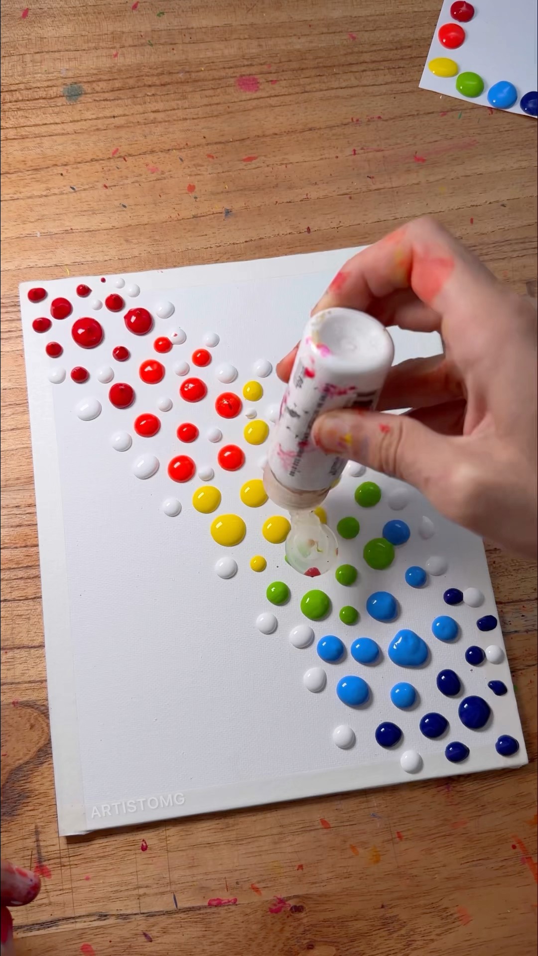 Easy Art with Rainbow Colors using a Make-Up Brush! ?✨?️ #artwork