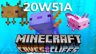 New Minecraft Snapshot 20w51a Axolotls Youtube