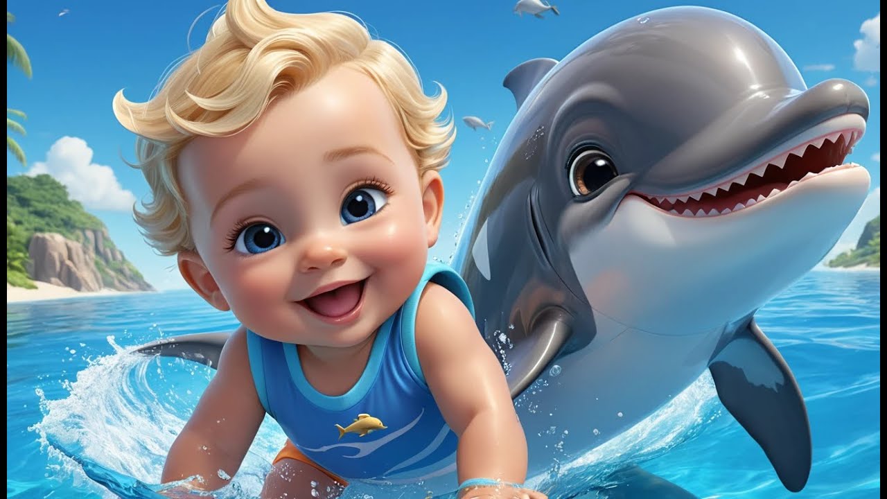 Baby Dolphin Swim and Splash | Fun Ocean Song for Kids | Playful Nursery Rhyme