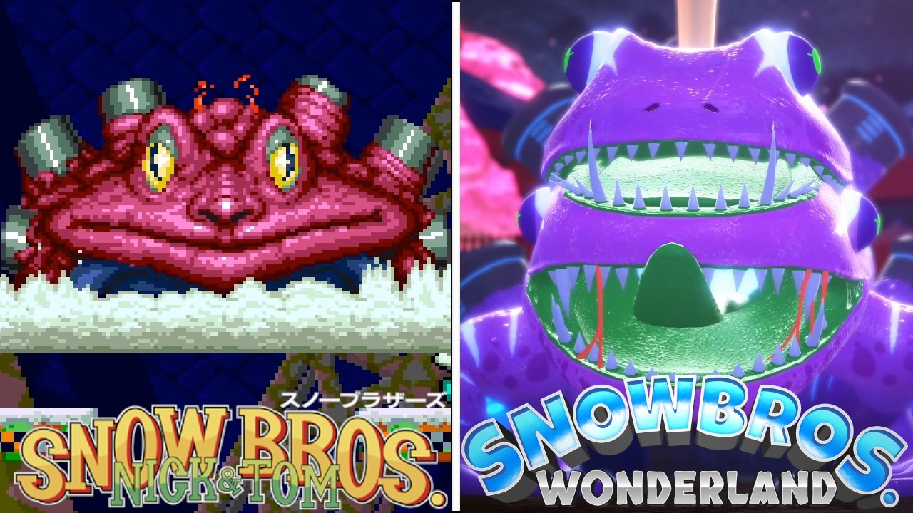 Snow Bros Wonderland - All Bosses Comparison Arcade (1990) vs Wonderland (2024)
