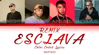 Bryant Myers - Esclava Remix - Letra - Color Coded Lyrics
