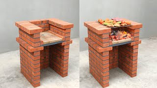 Build an outdoor barbecue from red bricks