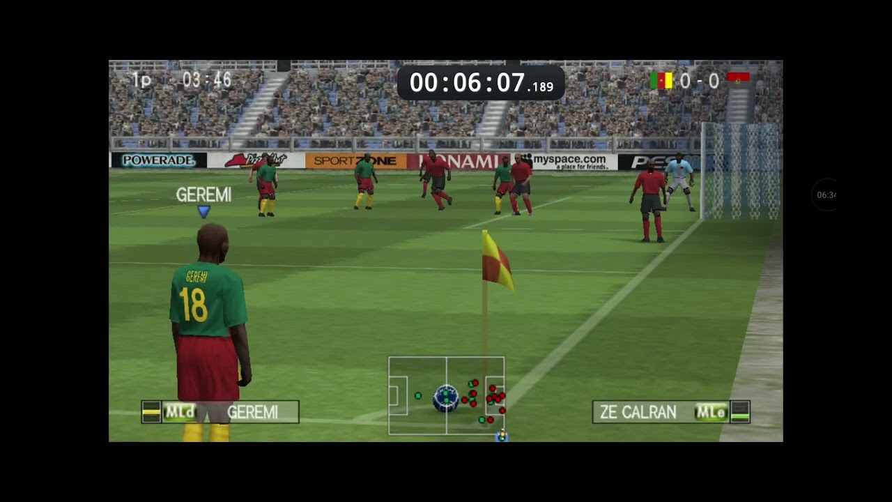 Speedrun de pes 2008 categoria copa da África, tempo: 17 minutos e 25 segundos, seleção ( camarões).