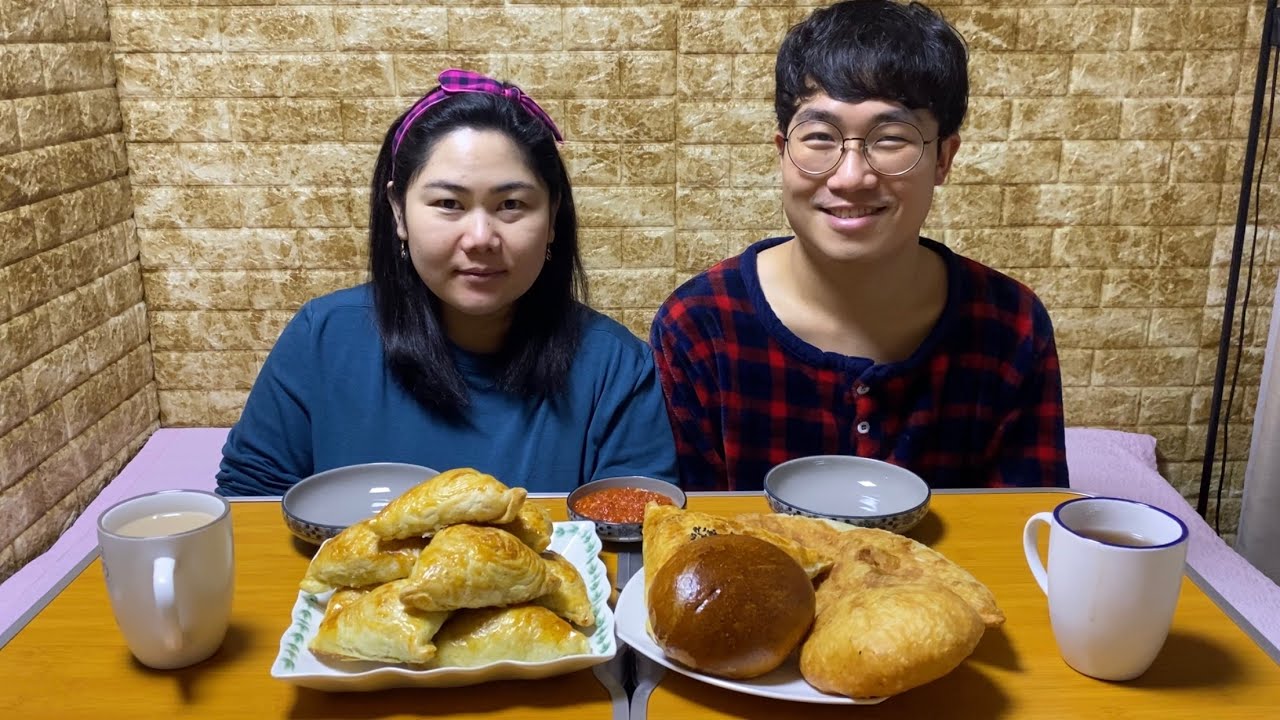 Mukbang/Домашняя самса/Выпечка из магазина/