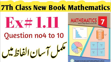 Exercise 1.11 Question no 4 to 10 complete solution 7th new book |#7math