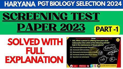 Haryana PGT Biology Screening TEST 2023 | HPSC PGT BIOLOGY preparation  | haryana PGT Biology paper