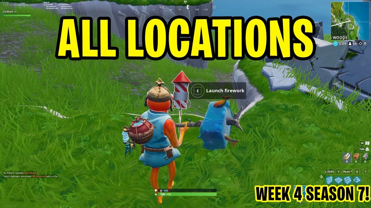 Launch Fireworks - ALL LOCATIONS Fortnite Week 4 Season 7 - YouTube