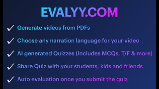 Evalyy: AI Video & Quiz Generator for Teachers, Parents & Students