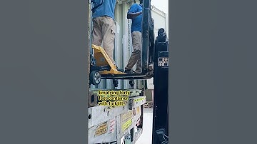 Emptying forty feet container with forklift.#foryou #treanding #shortsvideo #youtubeshorts #everyone