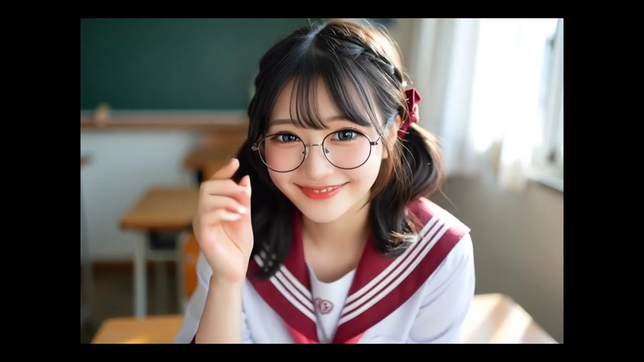妄想キャンパス　もしも校則でメガネ着用が義務化されたなら (AI Movie) #aianimation #aiart  #lookbook #cute #jk #制服  #セーラー服 #メガネ女子