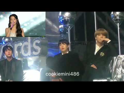 Jungkook's (+ Jimin and Jin's) reaction to IU - Through The Night @ Melon Music Awards 2017