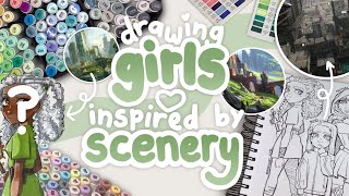 DRAWING Cute Girls Inspired By PINTEREST SCENERY // Character Design Challenge