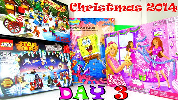 Christmas 2014 Toy Advent Calendar Opening Day 3 With LEGO Star Wars, City, SpongeBob & Barbie