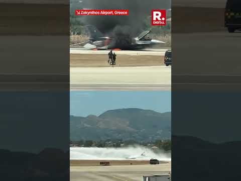 F-16 Fighter Jet Engulfed in Flames After Emergency Landing at Zakynthos Airport