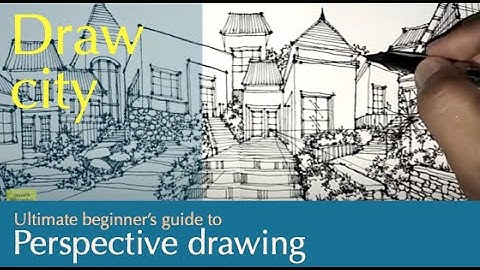 Perspective Drawing : Draw Cityscape 45: steps, ramp and curve pathway in multi point perspective.