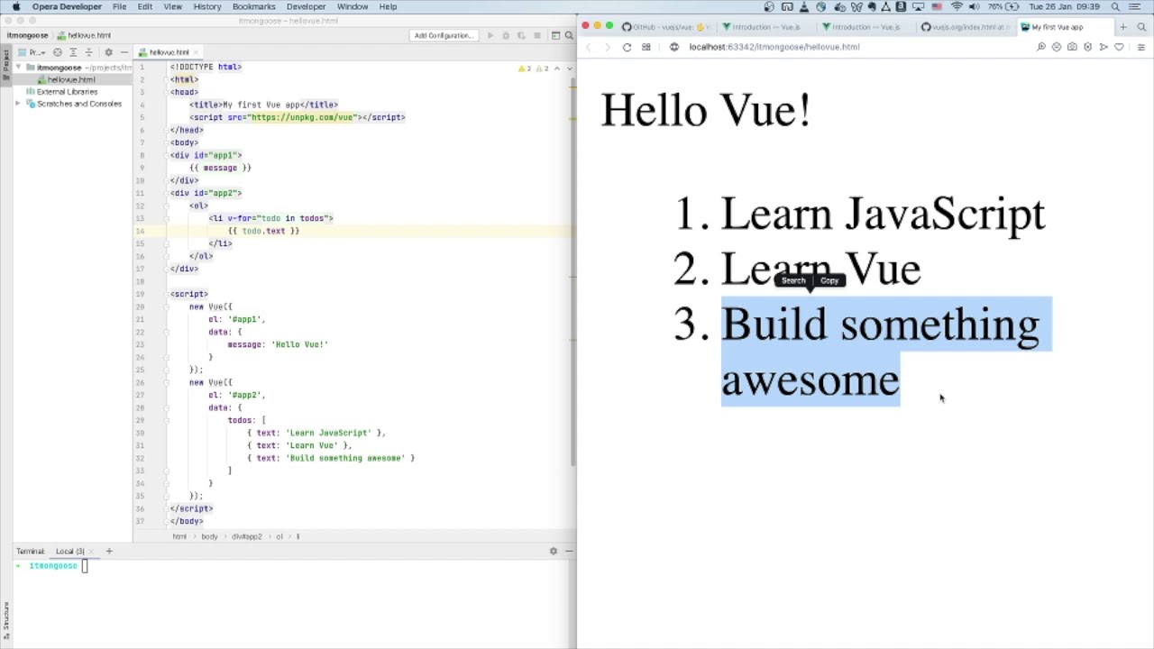 Quick start with Vue.js