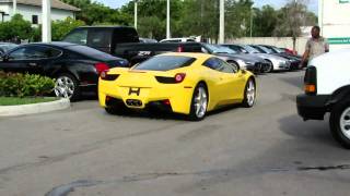 This is the yellow ferrari 458 italia that has been at of fort
lauderdale for some time. it was being driven to tow truck. either
tra...