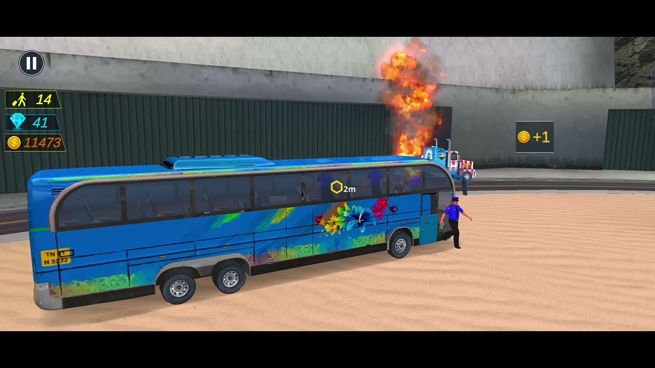 Police Bus Simulator Game Mission Prison Criminal Destination Police on Bus Bus Burning Fire
