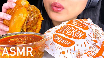 ASMR Popeyes Crispy Fried Chicken Sandwhich DRENCHED in Bloves Smackalicious Sauce | ASMR Phan