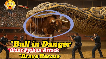 Courageous Rescue Team Protects Bull from Ferocious Python